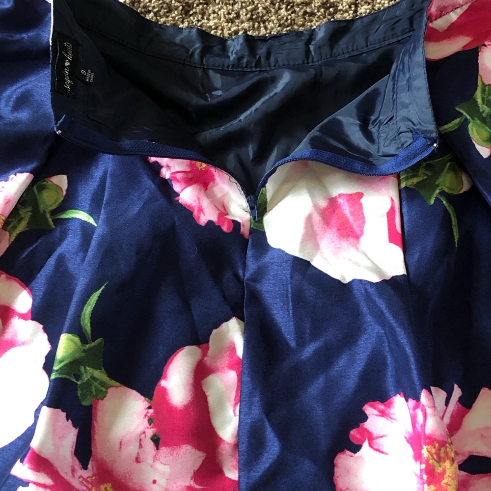 Sequin Hearts Size 9 Blue Floral Formal Skirt - Picture 5 of 6